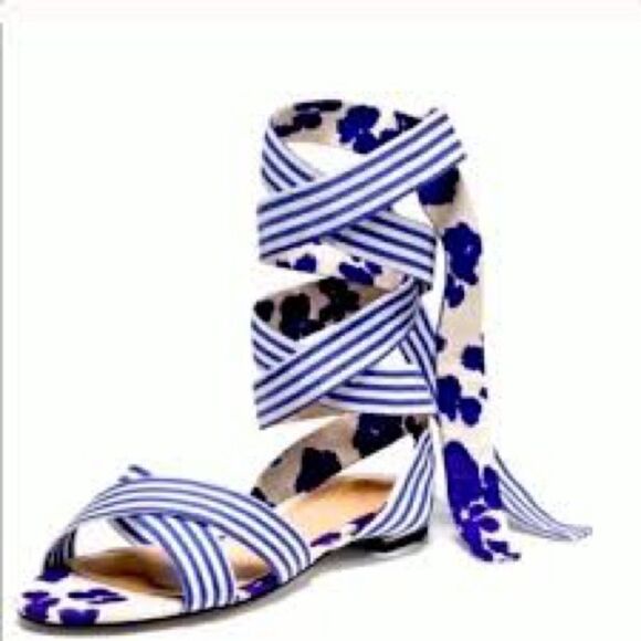 Cabi | Tied Up Stripe Floral Wrap Sandal | 10 M - Picture 8 of 9